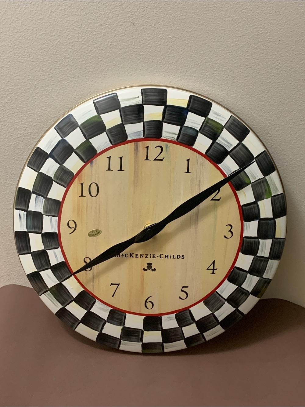 MacKenzie-Childs Courtly Check Enamel Wall Clock New No Box